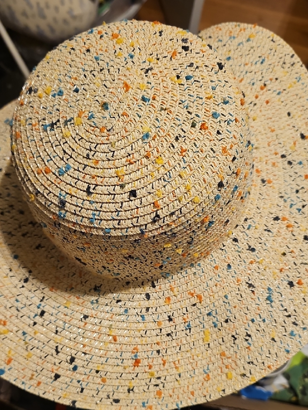 Women's Straw Sun Hat with Multicolor Speckle - Unbranded